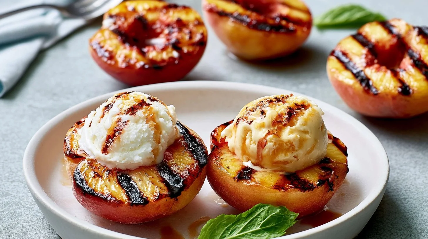 Grilled Peaches with Vanilla Ice Cream