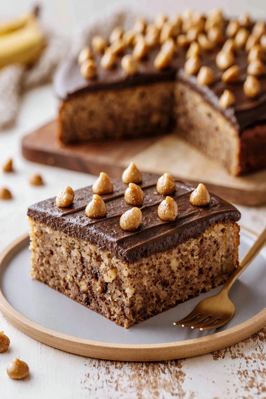 Brown Butter Banana Cake with Chocolate Fudge Frosting
