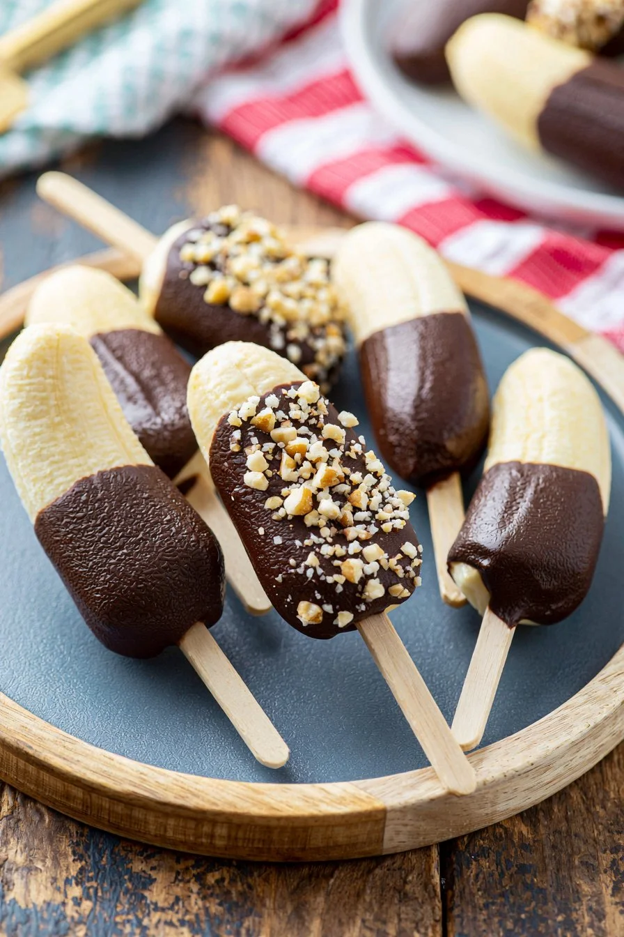 Frozen Chocolate Covered Banana Popsicles