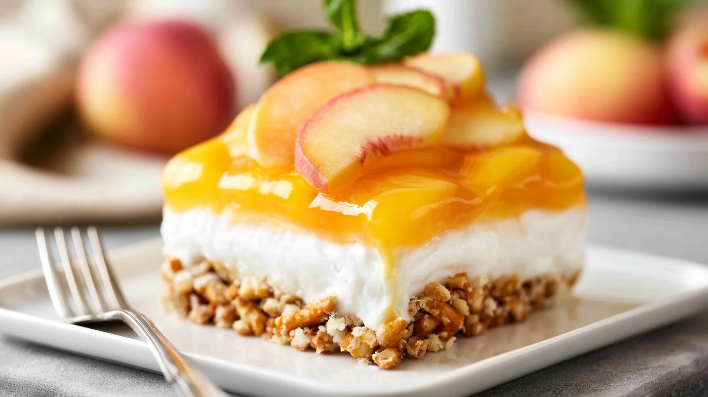 Peach Pretzel Salad Dessert