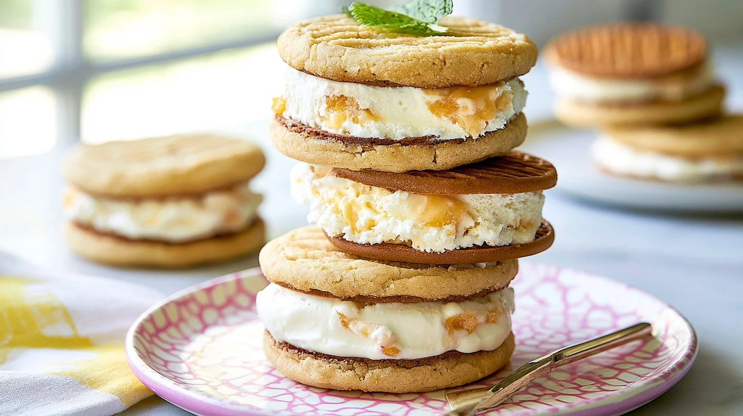 The Masters Peach Ice Cream Sandwiches